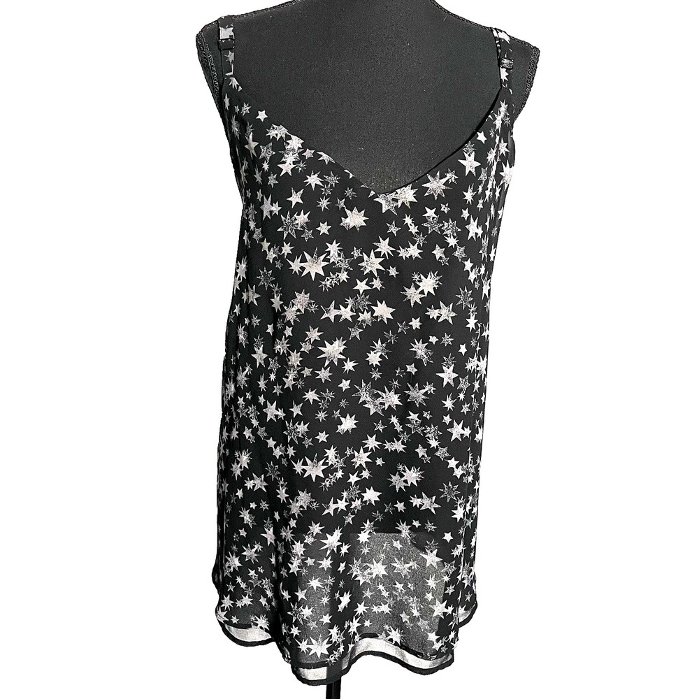 Torrid Black White Star Print Chiffon Swing Cami Top‎ Size 4 Plus